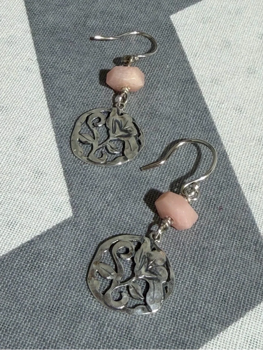 Silpada Pink Beaded Necklace with Silver Filigree Pendant and Matching Earrings - Picture 3 of 11